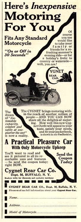 Motorcycles Cygnet Rear Car 1916 0001